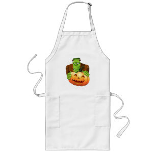 Avental Longo Cartoon Frankenstein Monster com Pumpkin