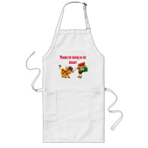 Avental Longo Cartoon Steer e Rooster Long Apron