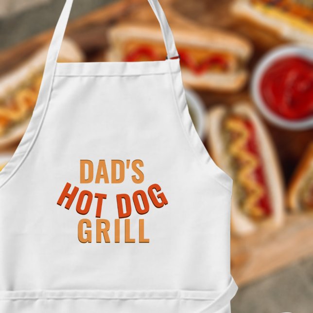 Avental Longo Churrasco de quintal de Verão quente para cinzas d (Dad's grilling Hot Dogs and here is his apron. Perfect gift for your dad)