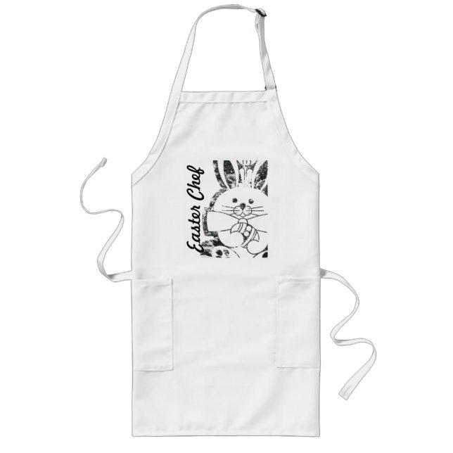 Avental Longo Coelho de Páscoa Grunge Apron "Chef de Páscoa" (Frente)