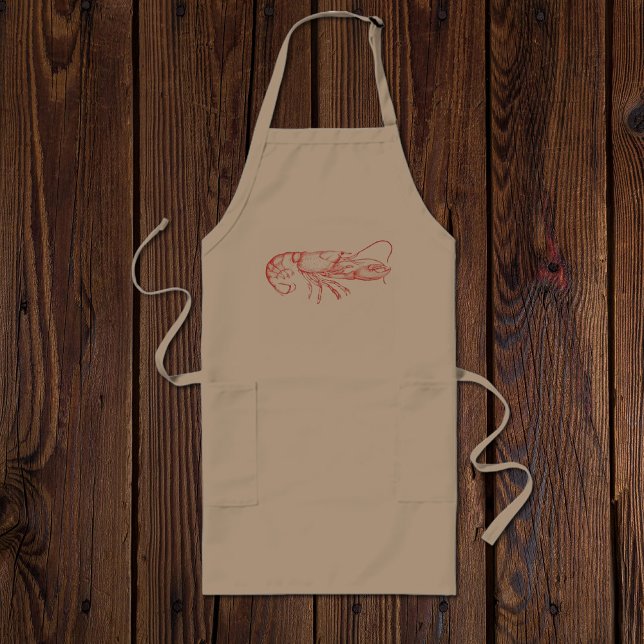 Avental Longo Cor da água da vindima - lagosta vermelha (Criador carregado)