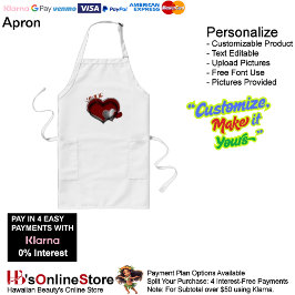 Avental Longo Coração Magia Branco Longo Apron
