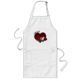 Avental Longo Coração Magia Branco Longo Apron