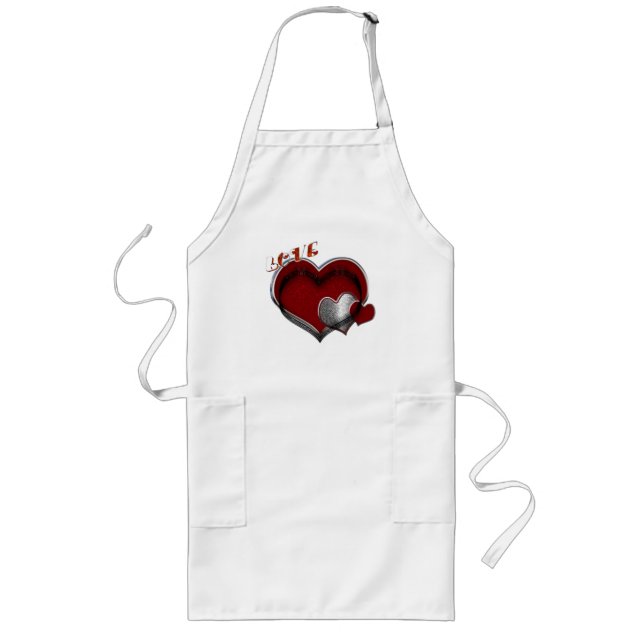 Avental Longo Coração Magia Branco Longo Apron (Frente)