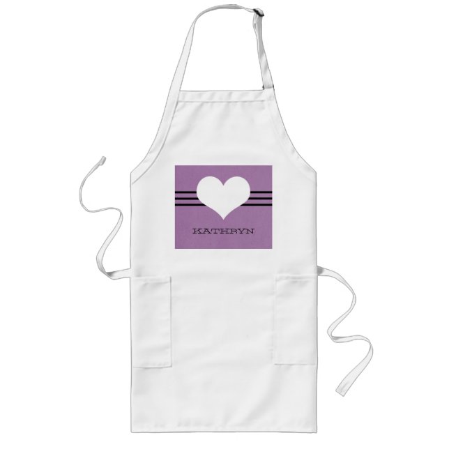 Avental Longo Coração Moderno Roxo Apron (Frente)