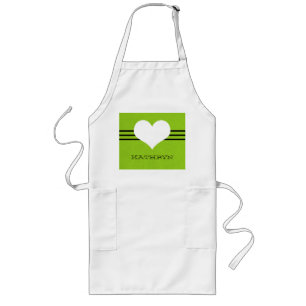 Avental Longo Coração Moderno Verde Apron