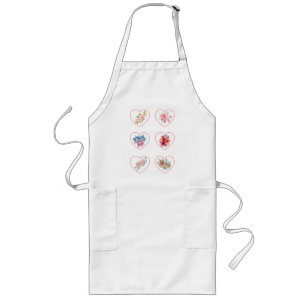 Avental Longo Corações Apron com flores