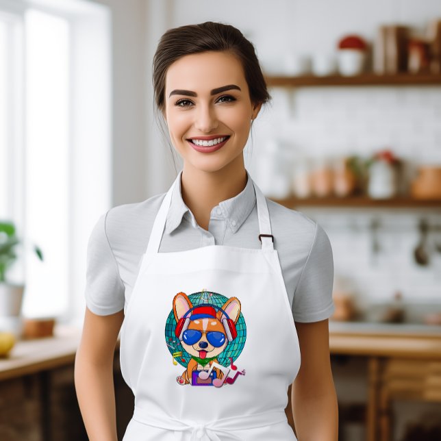 Avental Longo Corgi Kawaii Cute dançante (Dancing Corgi Apron)