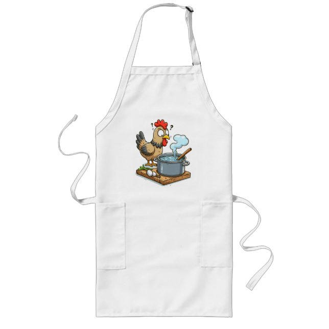 Avental Longo Cozinhar Engraçado Galinha Apron - Sopa Fazer (Frente)