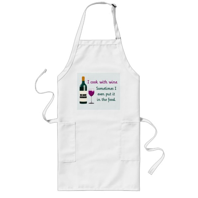 Avental Longo Cozinho com vinho Engraçado Apron (Frente)