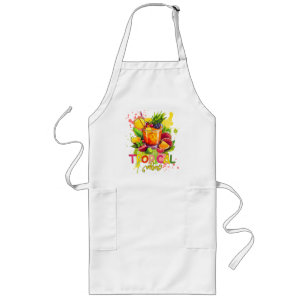 Avental Longo Cubos Tropicais - Frutas de Aquarelas do Verão Vib