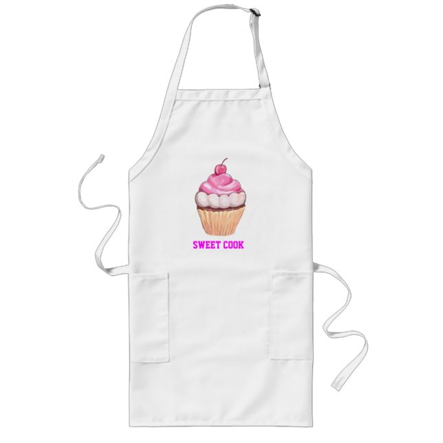 AVENTAL LONGO CUPCAKE APRON DA CHEF DA COZINHA DOCE - SUÍNOS DE  (Frente)