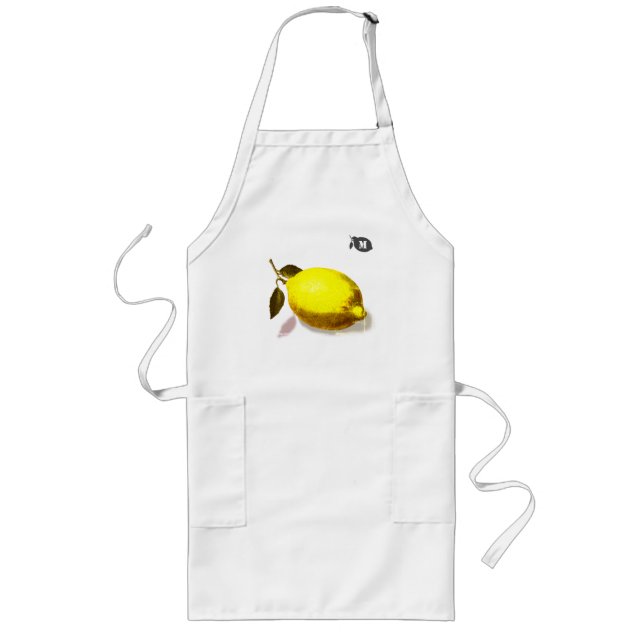 Avental Longo Custom Initial Yellow Lemon Watercolor Kitchen (Frente)