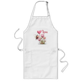 Avental Longo Cute Bee Love Heart Balloon Spring Flowers