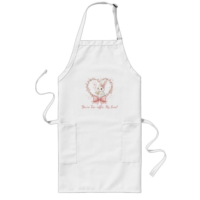 Avental Longo Cute Rabbit Cooking Apron - Personalized Chef Gift (Frente)