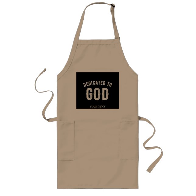 AVENTAL LONGO DEDICATED TO GOD CUSTOMIZABLE COOL WHITE TEXT (Frente)