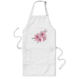 Avental Longo Delicar Blossomas de Cereja de Aquarela