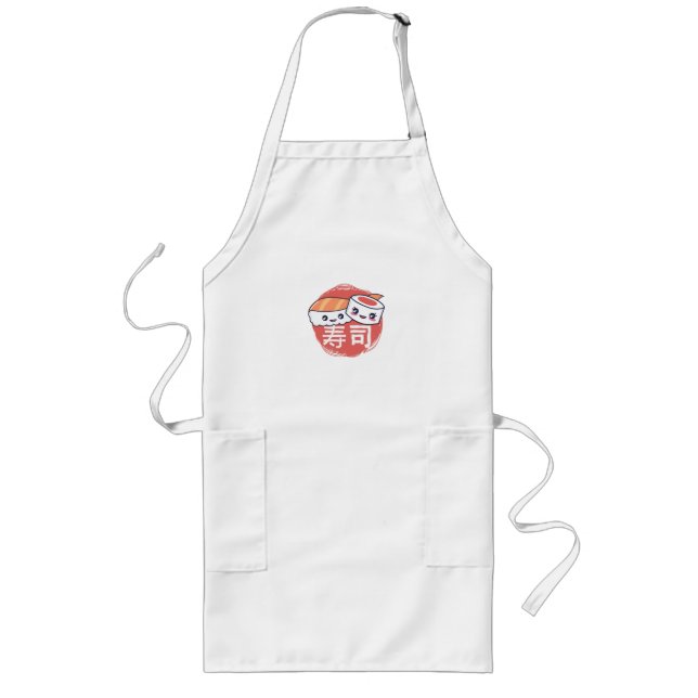 Avental Longo Design de Cartoon Encantado Sushi (Frente)