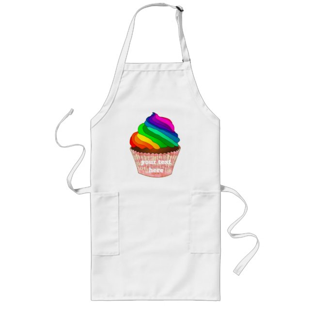 Avental Longo Design de Orgulho de Cupcake Arco-Íris Personalizá (Frente)