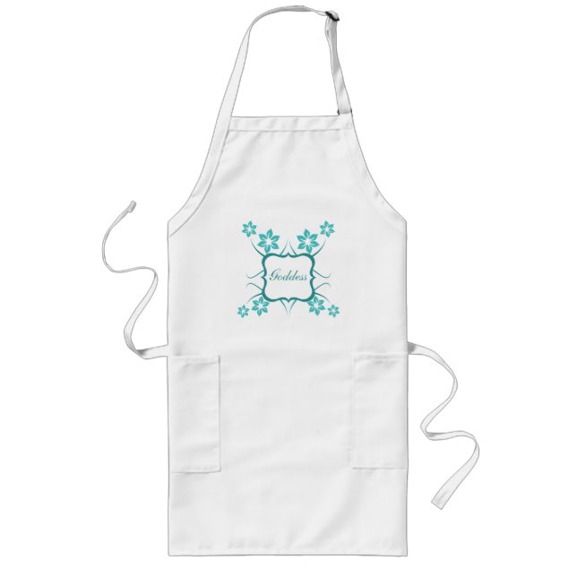 Avental Longo Deusa Floral Apron, Turquoise (Frente)