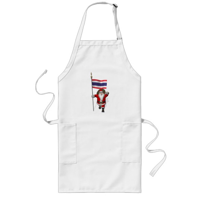 Avental Longo Doce Papai Noel Com Bandeira Da Tailândia (Frente)