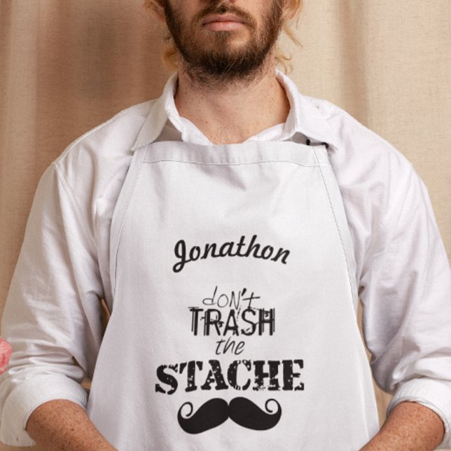 Avental Longo Don't Trash the Stache Mustache Retro Hipster (Criador carregado)
