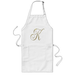 Avental Longo Dourado Monograma K Apron CHURRASCO inicial