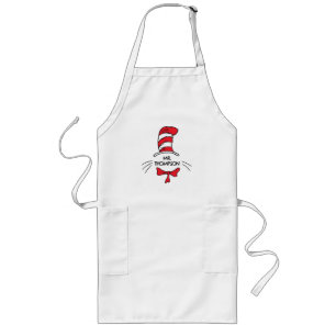 Avental Longo Dr. Seuss Gato no Chapéu Nome do Professor Perso