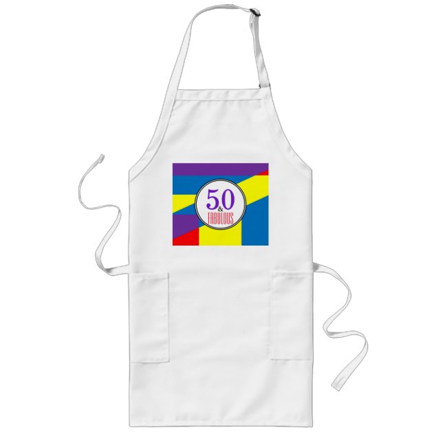 Avental Longo Estilo de Bloco de Cor de Cozinha para Aniversário (Frente)