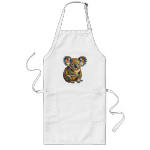 Avental Longo Estilo de pintura a óleo vibrante Koala Impasto co