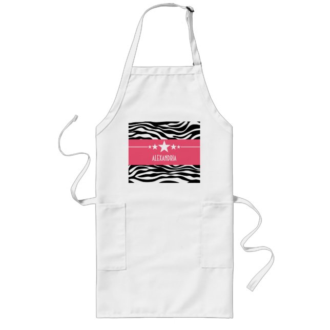 Avental Longo Estrela Sassy Rosa Zebra Apron (Frente)