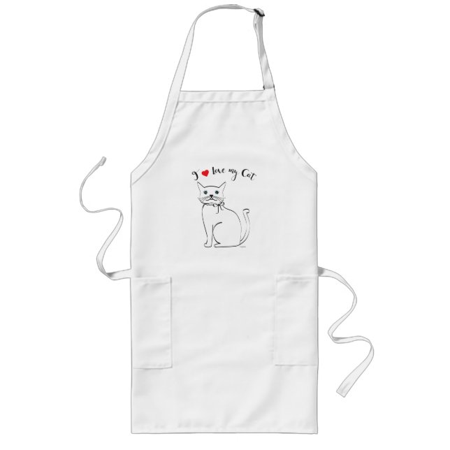 Avental Longo Eu amo meu gato, bonito, Legal (Frente)