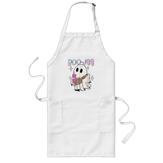 Avental Longo Fantasma de Halloween Engraçado Boo Jee (Frente)