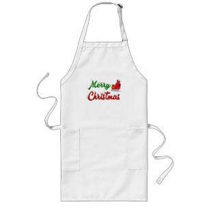 Avental Longo Feliz Natal Papais noeis Sleigh red green script