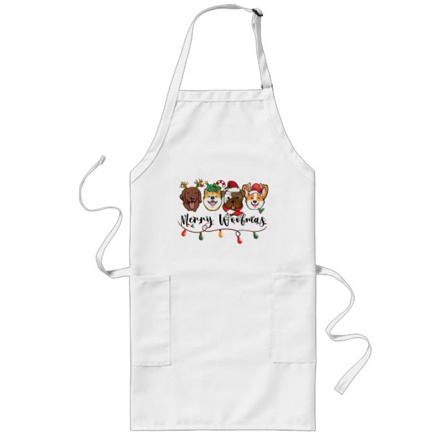 Avental Longo Feliz Woofmas Typografia Apron (Frente)