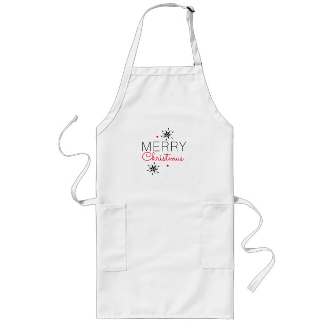 Avental Longo Flocos de neve de Natal Pretos e Vermelhos (Frente)