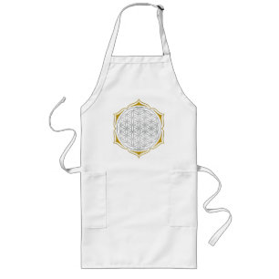 Avental Longo Flor de Vida - Lótus prata dourado