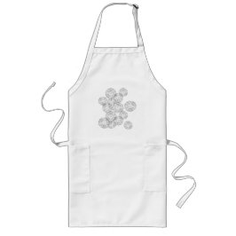 Avental Longo Flores abstrato brancas e pretas