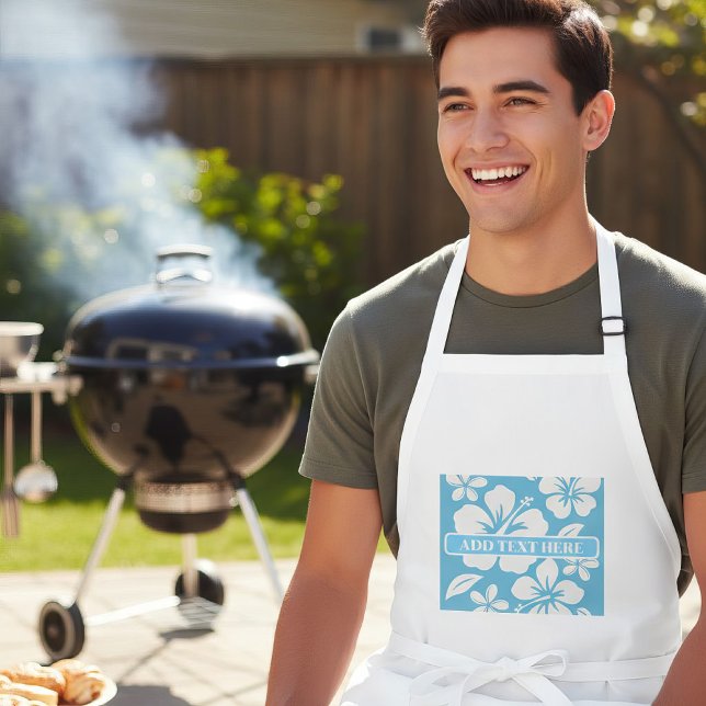 Avental Longo Flores de Praia Azul Tropicais (Criador carregado)