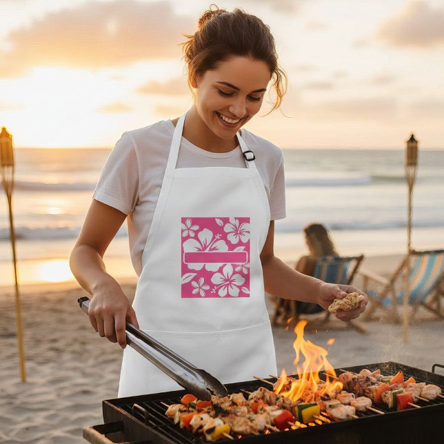 Avental Longo Flores Tropicais De Praia Rosa (chef du bbq)