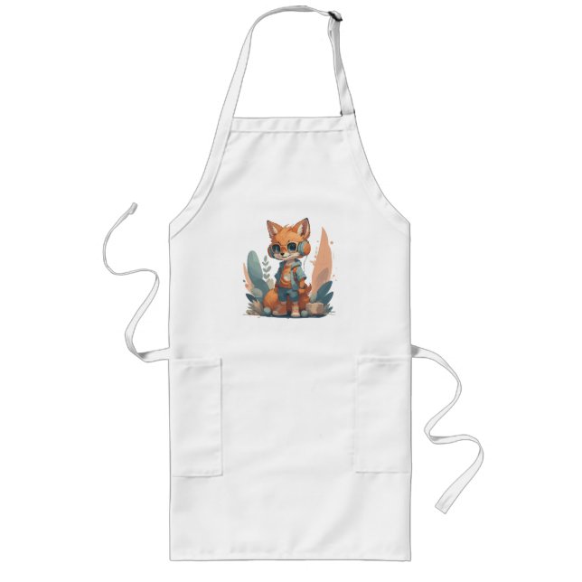 Avental Longo Fone de ouvido de raposa bebê engraçado (Frente)