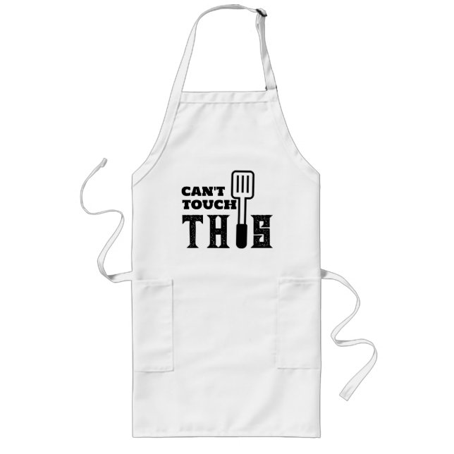 Avental Longo Funny BBQ Chef Apron with Pockets Can't Touch This (Frente)
