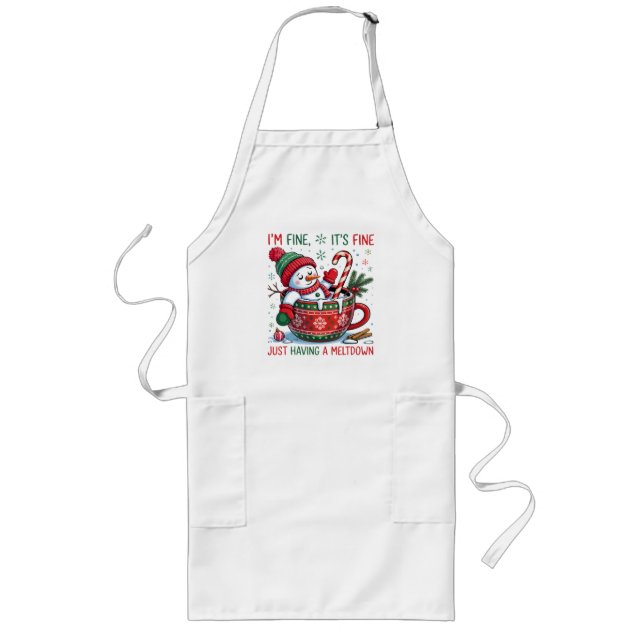 Avental Longo Funny Christmas Snowman Long Apron (Frente)