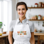 Avental Longo Groovy Retro Cozinhar É Minha Tela, Chef Foodie Co<br><div class="desc">Groovy 'cozinhar é o avental do meu chefe. Faz um presente fantástico para a comida e para quem ama passar tempo na cozinha.</div>