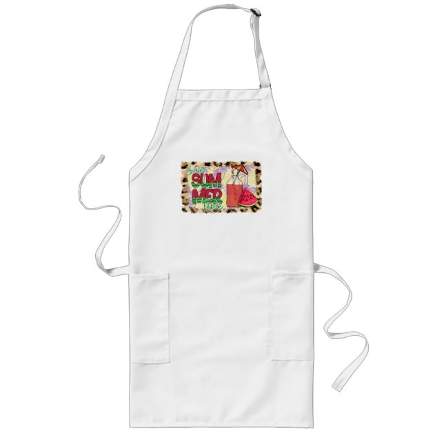 Avental Longo Hora de Verão Doce | Melancia, Praia e Leopardo (Frente)