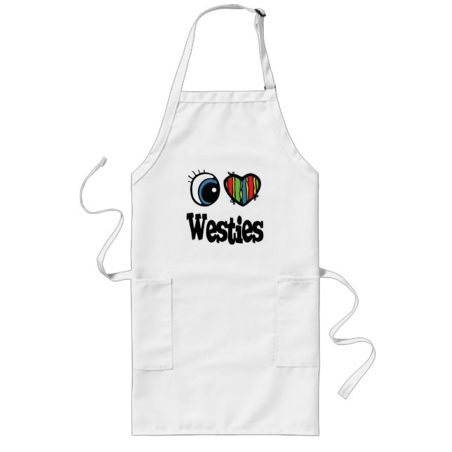 Avental Longo I Love (Heart) Westies (Frente)