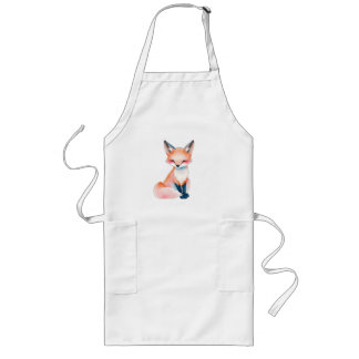 Avental Longo Impressionista Watercolor Fox com Cogumelos