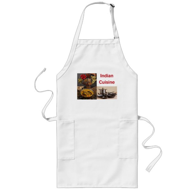 Avental Longo Indian Cuisine Chef’s Apron – Traditional Food Art (Frente)