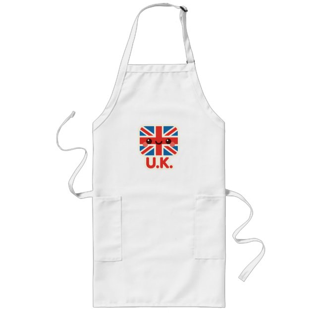 Avental Longo Kawaii British Flag - Cute UK Design (Frente)