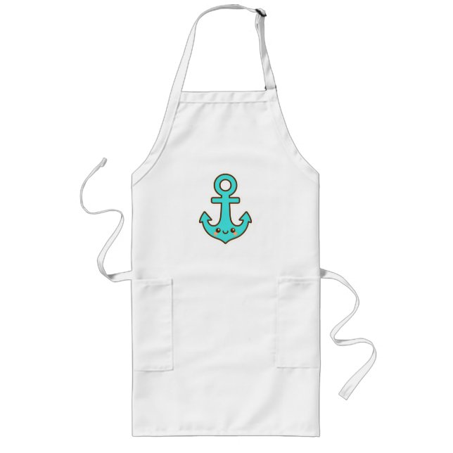 Avental Longo Kawaii Turquoise Anchor - Whimsical & Cheerful (Frente)